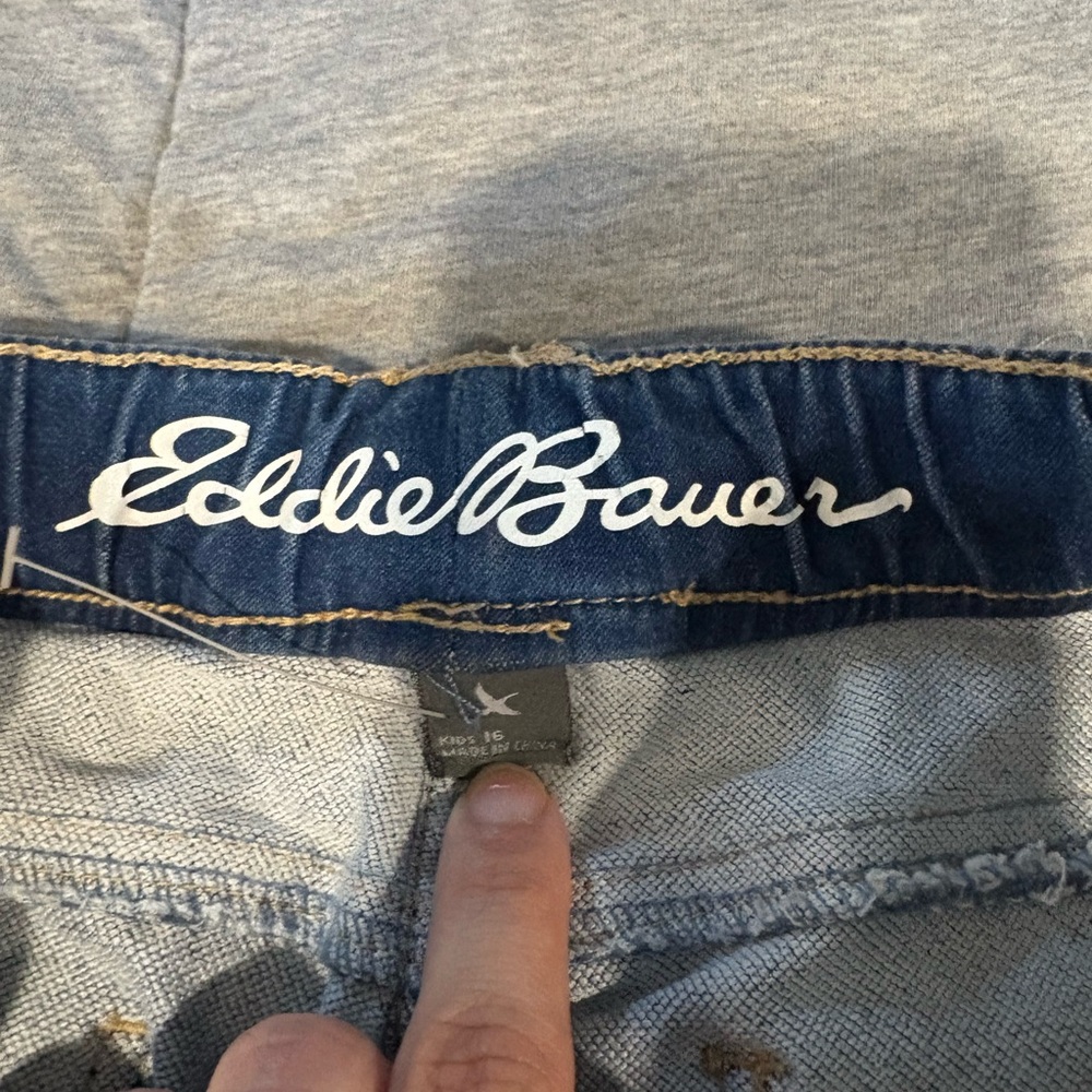 Eddie Bauer Jeans with White Script Logo - Blue and Gray
